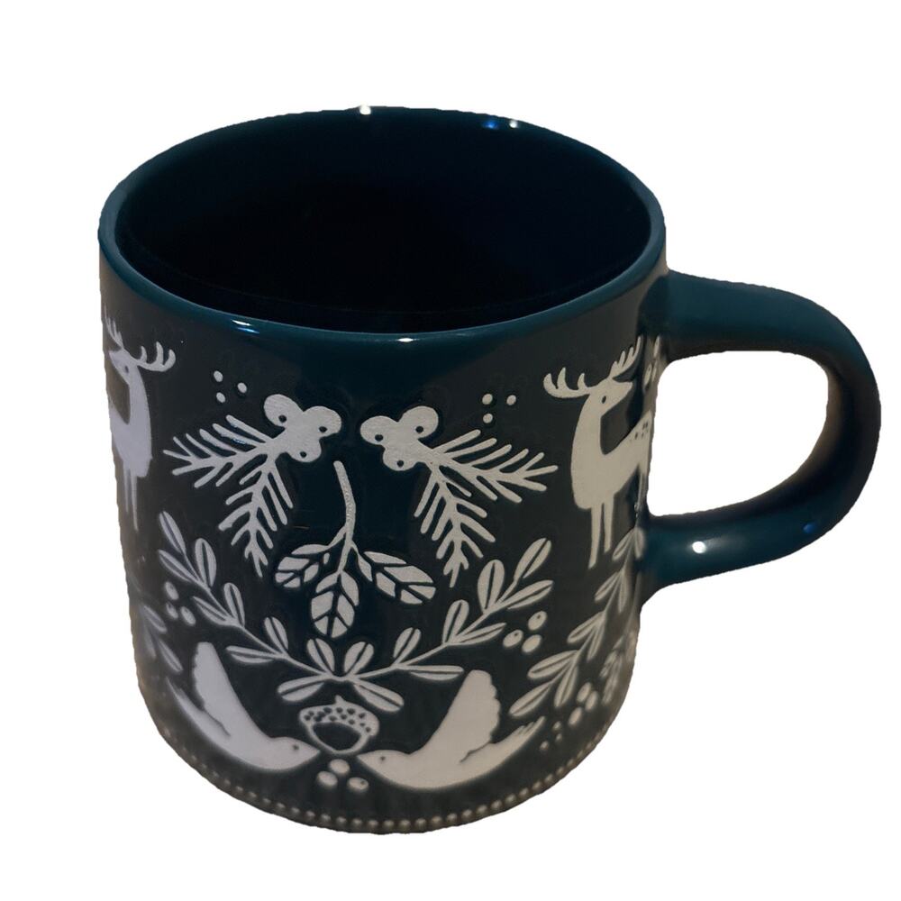 Tabletops Unlimited Winter Forest Dark Green Large Mug W/wide Bottom